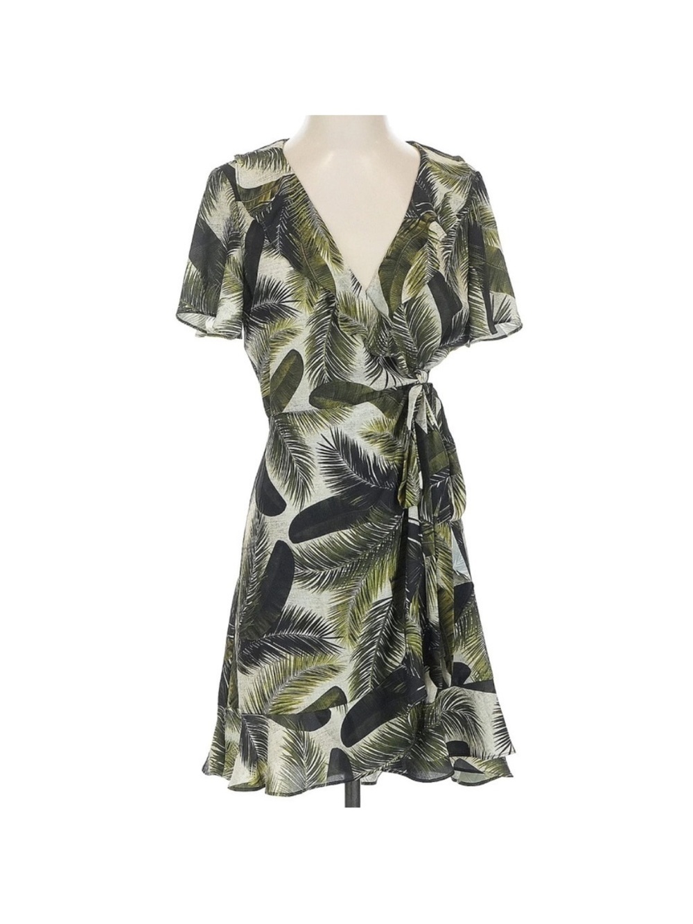 Show Me Your Mumu Winnie Wrap Dress Green Palm Tropical NEW - Picture 2 of 6